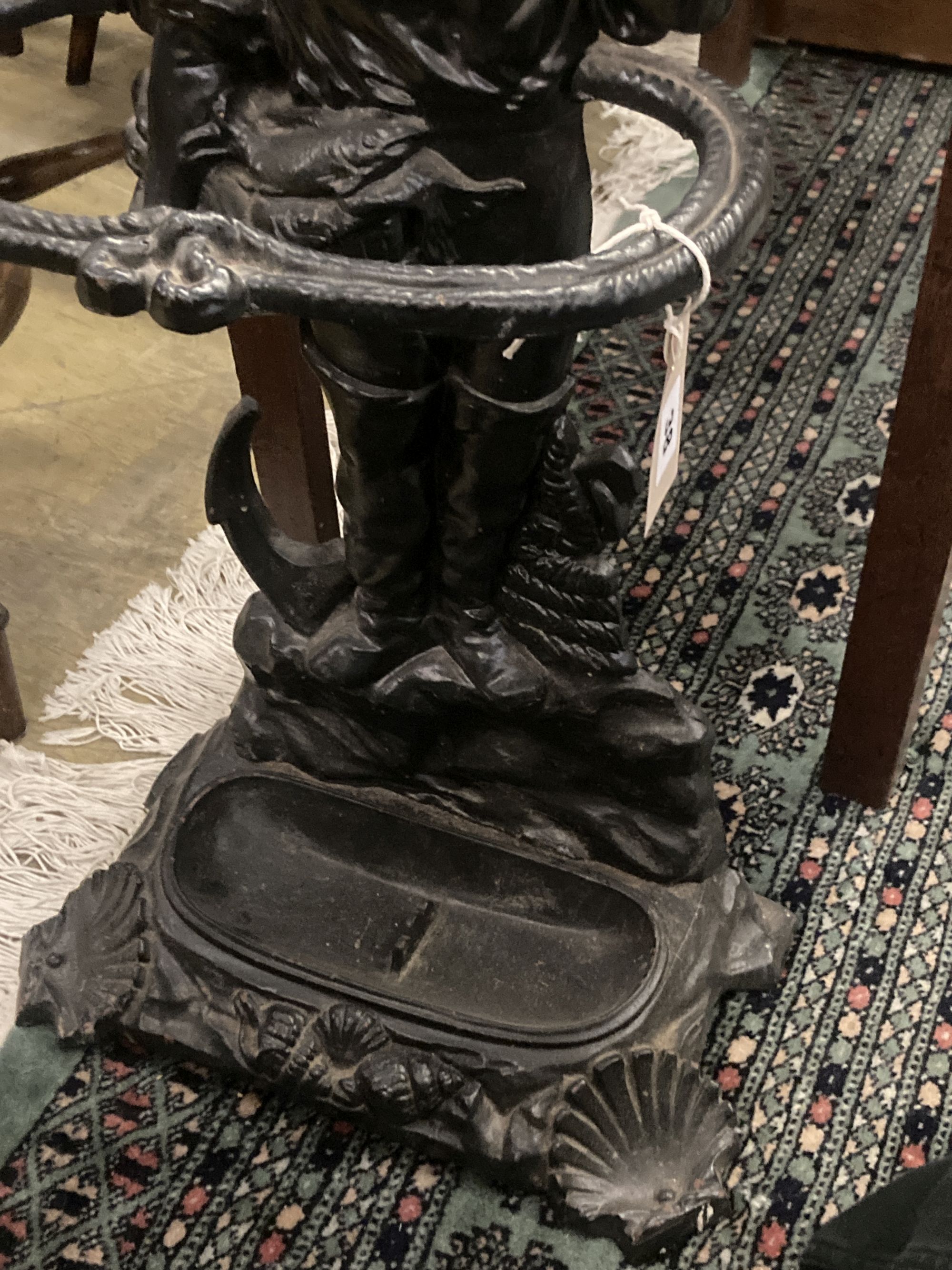 A Victorian style painted cast iron stick stand, height 67cm